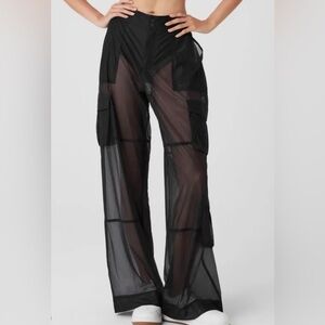 ALO Yoga Black Sheer Wide Leg cargo Pants